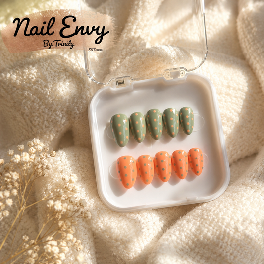 Playful Polka Dot Press-On Nails | Handmade Reusable Cute Dot Nail Designs in Trendy Colors