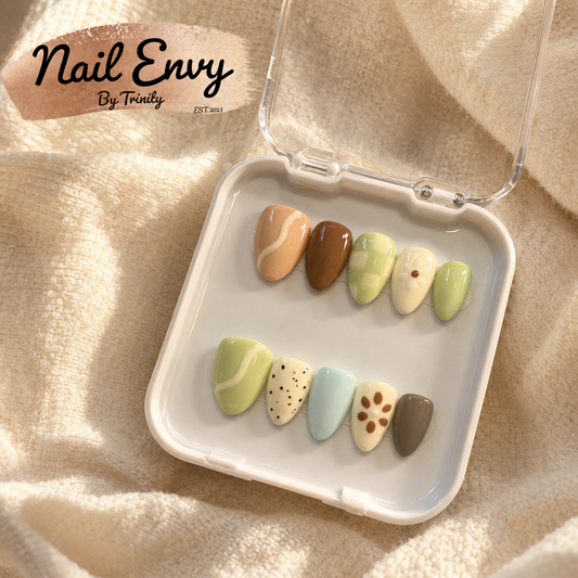 Cozy Fall Press-On Nails | Handmade Reusable Autumn Nail Designs in Warm Seasonal Colors and Patterns