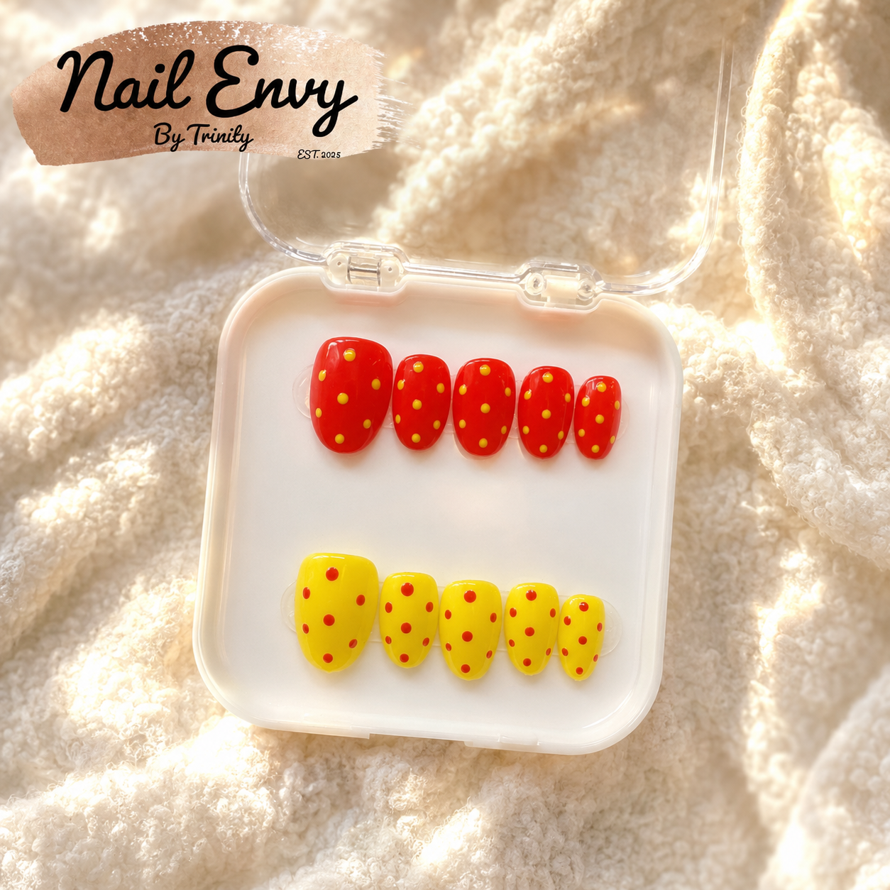 Playful Polka Dot Press-On Nails | Handmade Reusable Cute Dot Nail Designs in Trendy Colors