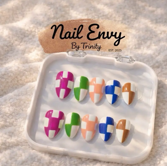 Summer Press On Nails | Handmade Reusable Glue-On Nail Set | Custom Sizes | Salon Quality False Nails | Beach Vacation Nail Design | Gift for Her