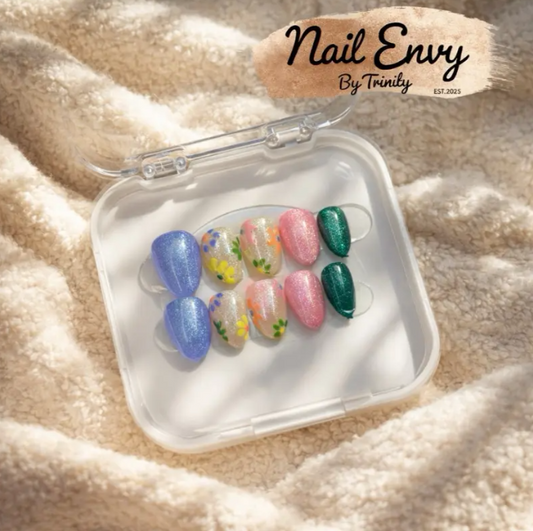 Summer Press On Nails | Handmade Reusable Glue-On Nail Set | Custom Sizes | Salon Quality False Nails | Beach Vacation Nail Design | Gift for Her