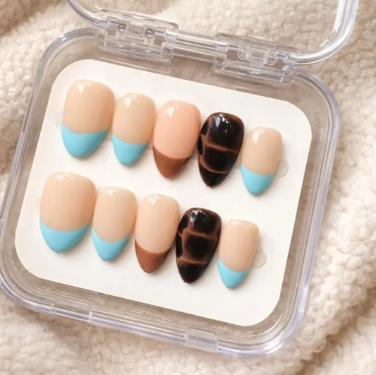 Summer Press On Nails | Handmade Reusable Glue-On Nail Set | Custom Sizes | Salon Quality False Nails | Beach Vacation Nail Design | Gift for Her