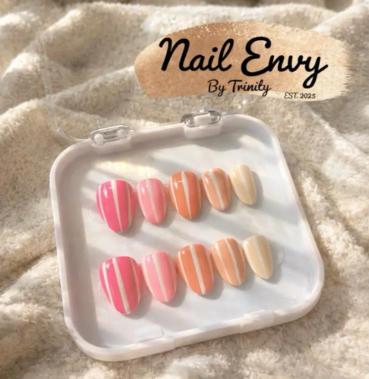 Summer Press On Nails | Handmade Reusable Glue-On Nail Set | Custom Sizes | Salon Quality False Nails | Beach Vacation Nail Design | Gift for Her