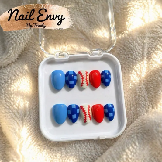 Summer Press On Nails | Handmade Reusable Glue-On Nail Set | Custom Sizes | Salon Quality False Nails | Beach Vacation Nail Design | Gift for Her