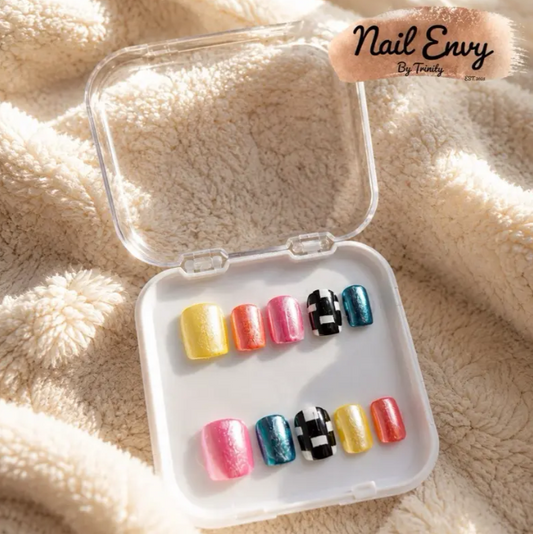 Summer Press On Nails | Handmade Reusable Glue-On Nail Set | Custom Sizes | Salon Quality False Nails | Beach Vacation Nail Design | Gift for Her