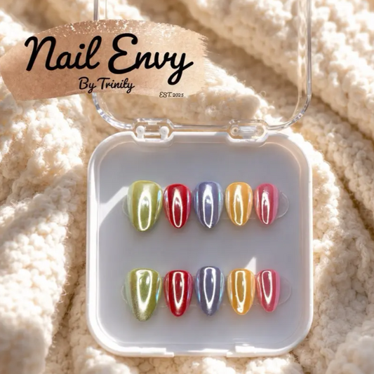 Summer Press On Nails | Handmade Reusable Glue-On Nail Set | Custom Sizes | Salon Quality False Nails | Beach Vacation Nail Design | Gift for Her
