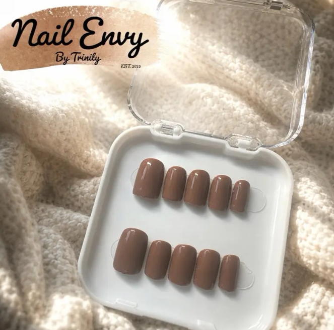 Classic Solid Color Press-On Nails | Handmade Reusable Glossy Nails in Your Choice of Color