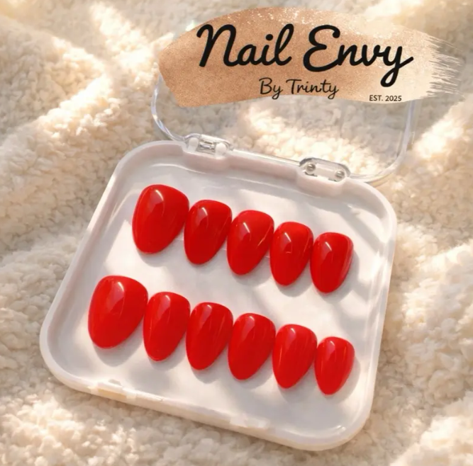 Classic Solid Color Press-On Nails | Handmade Reusable Glossy Nails in Your Choice of Color