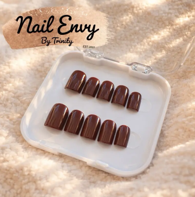 Classic Solid Color Press-On Nails | Handmade Reusable Glossy Nails in Your Choice of Color