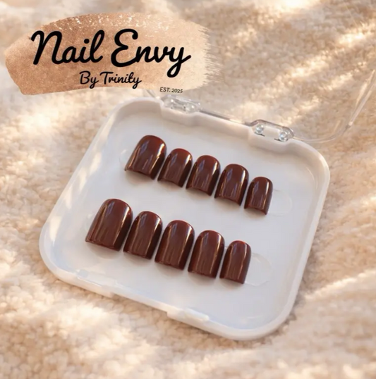 Classic Solid Color Press-On Nails | Handmade Reusable Glossy Nails in Your Choice of Color