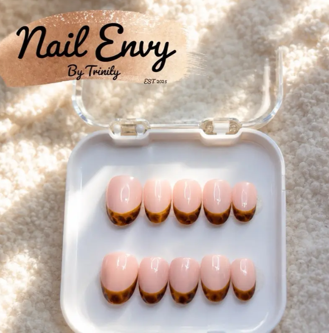 Timeless French Tip Press-On Nails | Handmade Reusable Elegant Nude & White Nails for Every Occasion