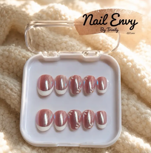 Timeless French Tip Press-On Nails | Handmade Reusable Elegant Nude & White Nails for Every Occasion