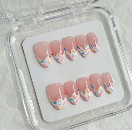 Timeless French Tip Press-On Nails | Handmade Reusable Elegant Nude & White Nails for Every Occasion