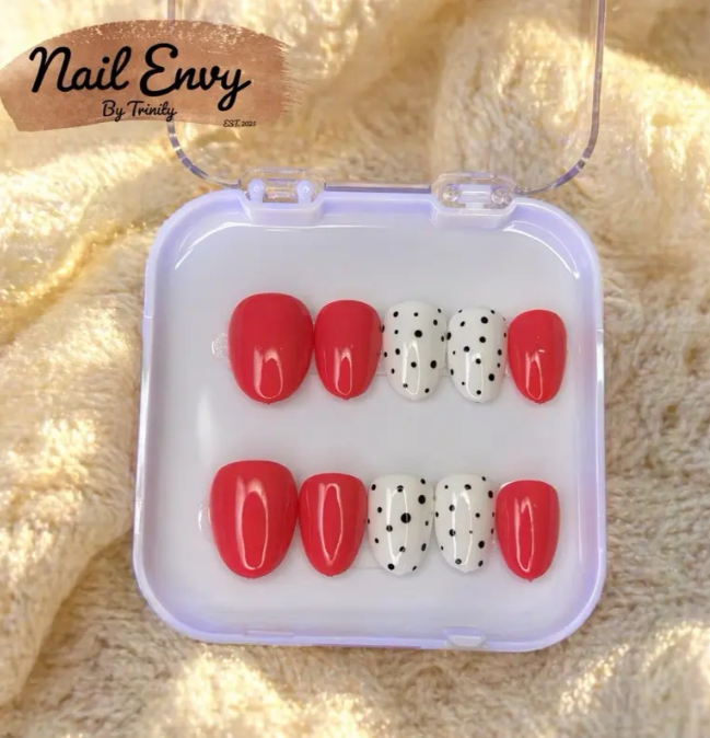 Playful Polka Dot Press-On Nails | Handmade Reusable Cute Dot Nail Designs in Trendy Colors
