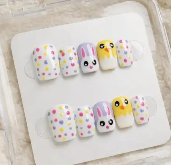 Pastel Easter Press-On Nails | Handmade Reusable Spring Nail Designs Inspired by Easter Colors and Florals