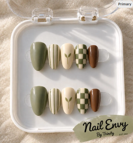 Cozy Fall Press-On Nails | Handmade Reusable Autumn Nail Designs in Warm Seasonal Colors and Patterns