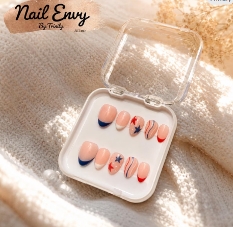 Stars & Stripes Press-On Nails | Handmade Reusable 4th of July Patriotic Nails in Red, White & Blue