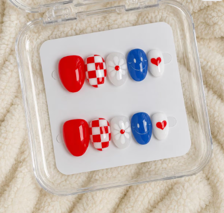 Stars & Stripes Press-On Nails | Handmade Reusable 4th of July Patriotic Nails in Red, White & Blue (Copy)